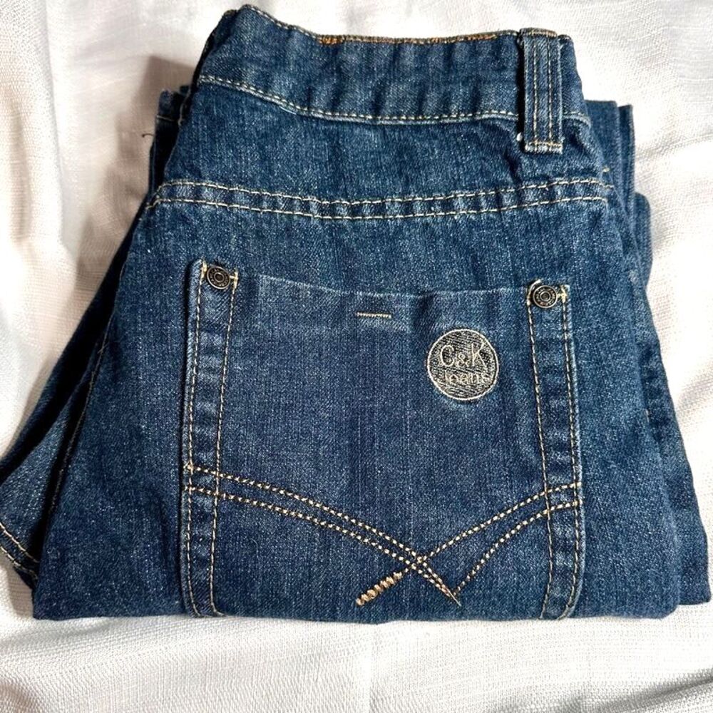 Vintage C&K Jeans Blue Denim Straight Leg 30x30 Western Pocket Details